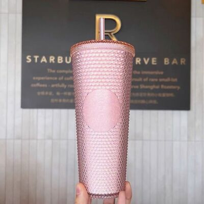 #ad New Starbucks 2023 China Sakura Pink Glitter 24oz Studded Cup Tumbler