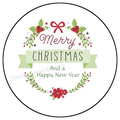 MERRY CHRISTMAS AND A HAPPY NEW YEAR ENVELOPE SEALS LABELS STICKERS PARTY FAVORS