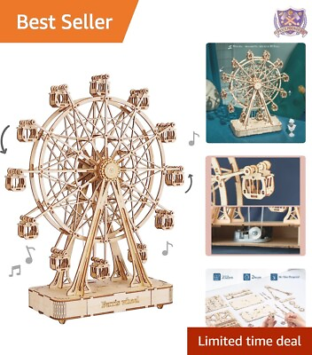 Wooden Puzzle Music Box Creative Craft Kit Great Gift Ferris Wheel Design