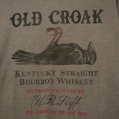 #ad Lucky Brand OLD CROAK BOURBON Shirt ADULT LARGE GRAY KENTUCKY WHISKEY CASUAL NWT