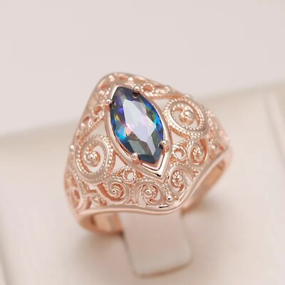 #ad Colorful Natural CZ Women Ring 585 Rose Gold Color jewelry lady wedding gift