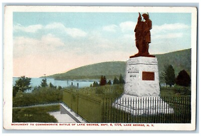 #ad DPO 1907 1933 Uncas New York Postcard Monument Commemorate Battle Lake George