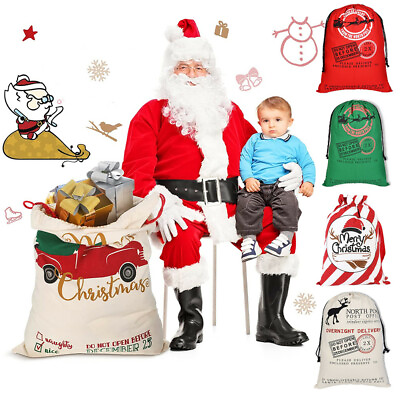 Large Christmas Gift Bags Reusable Santa Burlap Sacks Bag Xmas Package Storage