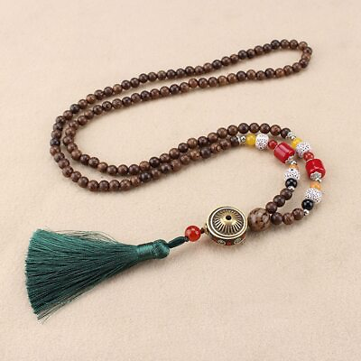#ad Handmade Mala Necklace Nepal Buddhist Wood Beads Pendant amp;amp Necklace Ethnic