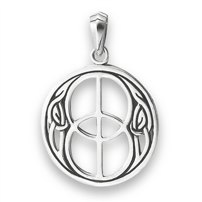 #ad Celtic Peace Sign Pendant Sterling Silver Infinity Knot Hippie Symbol Charm