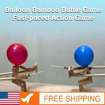 #ad Balloon Bamboo Man Battle 2024 New Handmade Wooden Fencing Puppets Funny Toy
