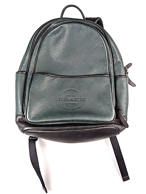 Coach Thompson Pebbled Leather Travel Teal Black Backpack Men#x27;s Unisex