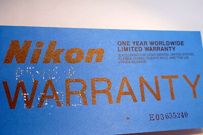 Nikon warranty card 1979 model FE Chrome vintage