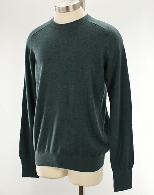 SID MASHBURN Mens Pine Green Crew Neck Pullover Cashmere Sweater LARGE NWT