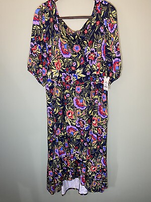 #ad Terra Sky Sweetheart Floral Knit Dress NWT