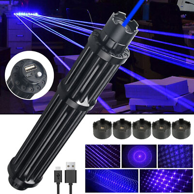 #ad Blue Laser Light Pointer Pen High Power Burn Match Most Powerful Military Lazer