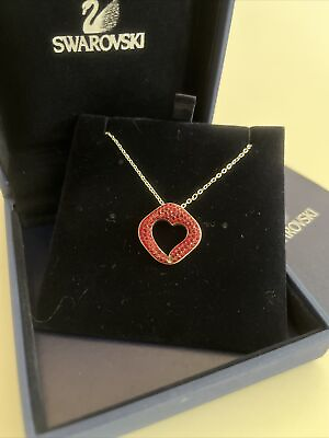 Genuine Swarovski Crystal Heart Necklace Red Open Heart Stainless Steel