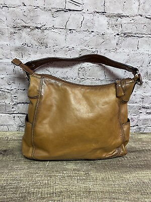 #ad #ad Fossil Women’s Brown Distressed Leather Shoulder Handbag Zipper 11x12