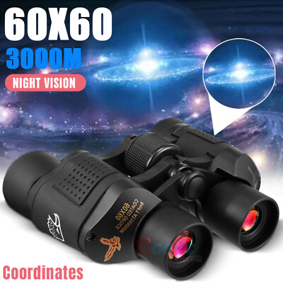 #ad 60x60 HD Binoculars Day Night Vision BAK4 Optics Waterproof Camping HuntingBag