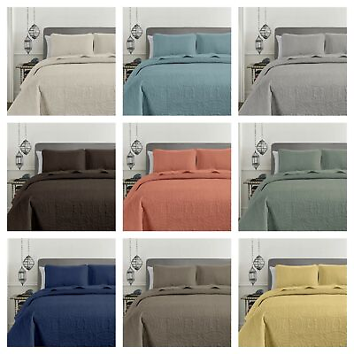 Chezmoi Collection 3 piece Oversized Bedspread Coverlet Set Pinsonic Quilted