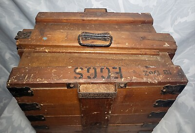 #ad Vintage Wooden Egg Delivery Box Crate The Platt Putney 12 Dozen Egg Box