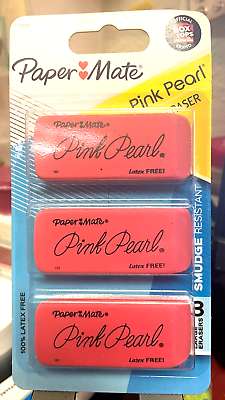 #ad Eraser Paper Mate Pink Pearl 3 Smudge Resistant Pink Pearl 100% Latex Free