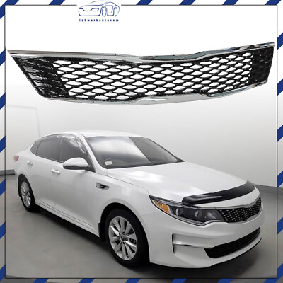 #ad Front Upper Grille Black And Chrome Grill Fit For 16 18 Kia Optima LX EX