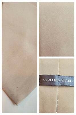 #ad Geoffrey Beene Mens Necktie Tie Cream Solid Sale Designer 56x4 A12