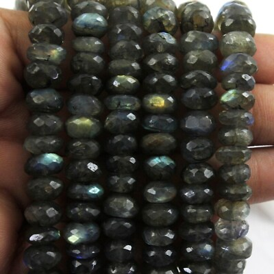 #ad 1 Strand Labradorite Roundle Beads Faceted Gemstone Rondelles beads jewelry ma
