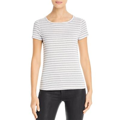 #ad Three Dots Womens Breckenridge Gray Stripe Short Sleeve T Shirt Top XS BHFO 5425