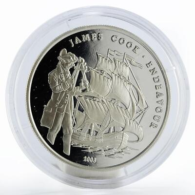 #ad Congo 1000 francs Seafaring Endeavour Ship Clipper James Cook silver coin 2003