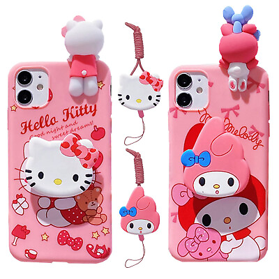 Hello Kitty TPU Soft Phone Case for Iphone 14 13 12 Pro Max Case With Holder