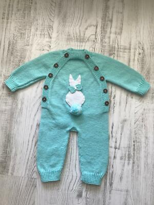 #ad Hand Knit Baby RompersRabbit Embroidered JumpsuitBaby Clothes