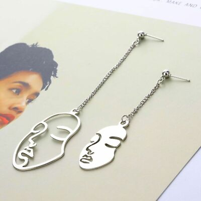 #ad Women Art Drop Earrings Face Statement Tassel Earring Ear Stud Jewelry 1 Pair