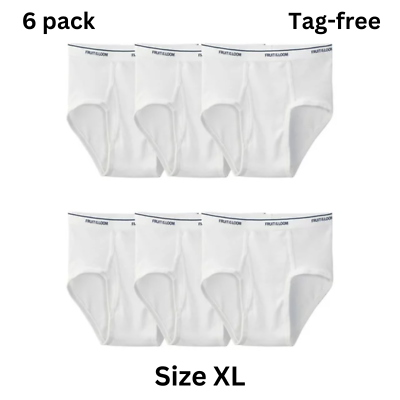 #ad Fruit of the Loom Men#x27;s White Briefs UnderWears 6 Pack Sizes S to 3XL New