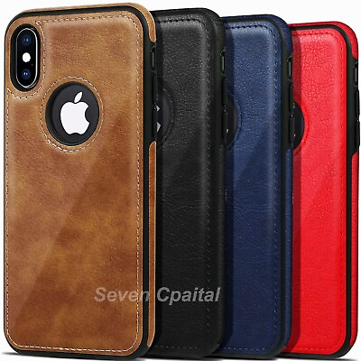 For iPhone X XR Xs Max Shockproof Leather Premium Slim Case Non Slip Grip Cover