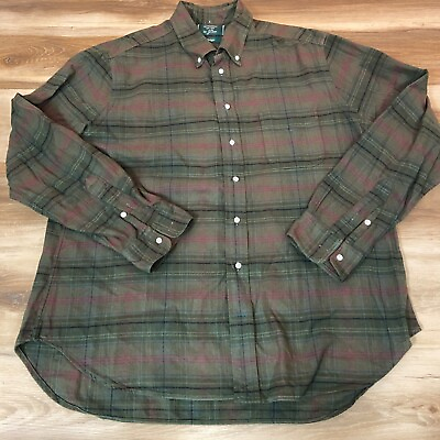 #ad Gitman Bros Shirt Mens XL Vintage for J Crew Camp Flannel Long Sleeve Green USA