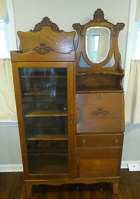 Antique Secretary Desk Antique Bookcase Side by Side Furniture Rare Victorian