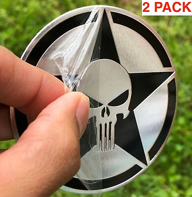 #ad 2 PACK METAL PUNISHER Emblem Sticker Decal For Truck Bike Auto 3quot; diameter