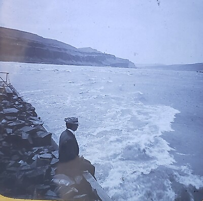 #ad Cliffs Pacific Coast Oregon Circa 1910#x27;s Magic Lantern Glass Slide