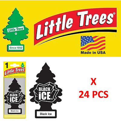 #ad Black Ice Air Freshener Little Trees 10155 MADE IN USA Pack of 24