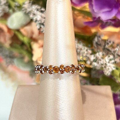Sterling Silver QVC Affinity Mandarin Citrine Cocktail Ring Eternity Band