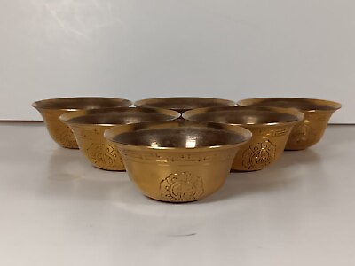 #ad Set 6 Vintage Brass Bowls Etched Design 2.5quot; Diameter x 1quot; Deep