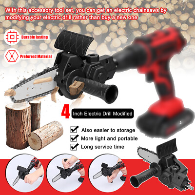 4 Inch Electric Drill Modified To Electric Chainsaw adapter Tool Portable Home