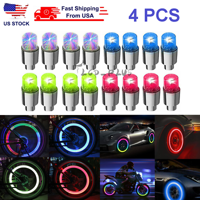 #ad 4PCS Car Auto Wheel Tire Tyre Air Valve Stem LED Light Caps Cover Accessories