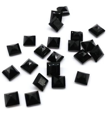 #ad Wholesale Lot Great Natural Black Onyx 6X6 mm Square Faceted Cut Loose Gemstone