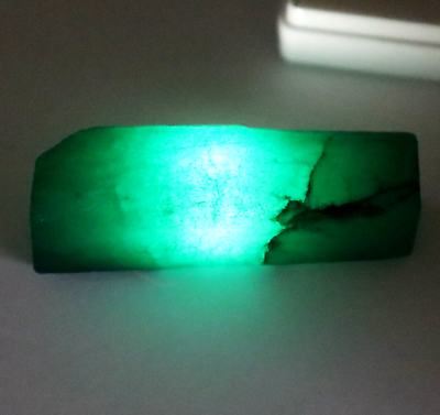 #ad 100.70 Ct NATURAL Green EMERALD Huge Rough Earth Mined CERTIFIED Loose Gemstone