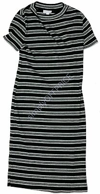 #ad NWT Women#x27;s Maternity Short Sleeve Dress Black Gray Liz Lange Size Medium