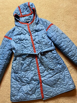 #ad #ad Vintage 70s Toggle Button Hooded Winter Insulated Quilted Belted Puffer Coat S