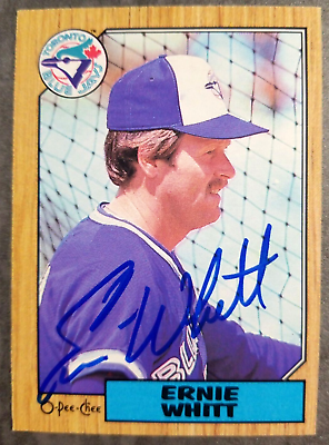 #ad Ernie Whitt Toronto Blue Jays 1987 Topps O Pee Chee Autographed Baseball Card
