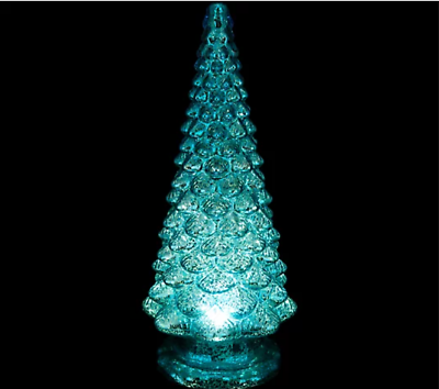#ad 16” Ice Blue Mercury Glass Kaleidoscope Light Show Christmas Tree By Valerie QVC
