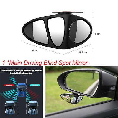 #ad Adjustable 360° Wide angle Car Blind Spot Rearview Mirror Three Mirror Universal