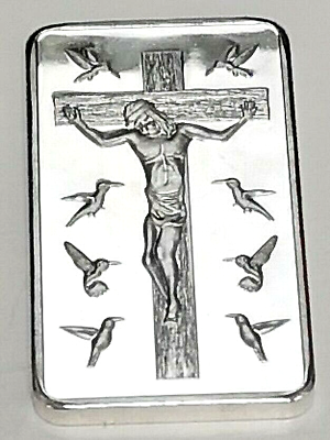 #ad Jesus Christ 10 Commandments Silver Bar God Crucifix Spirituality Easter Old UK