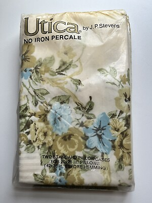 Vintage Stevens UTICA Pillowcases NEW floral USA NIP