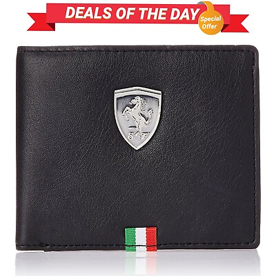 #ad 100% Brand New Authentic Puma Ferrari Bifold Leather Men Wallet Gift FLAG